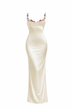 Jesolice Embellished Strap Tie-Back Satin Maxi Dress