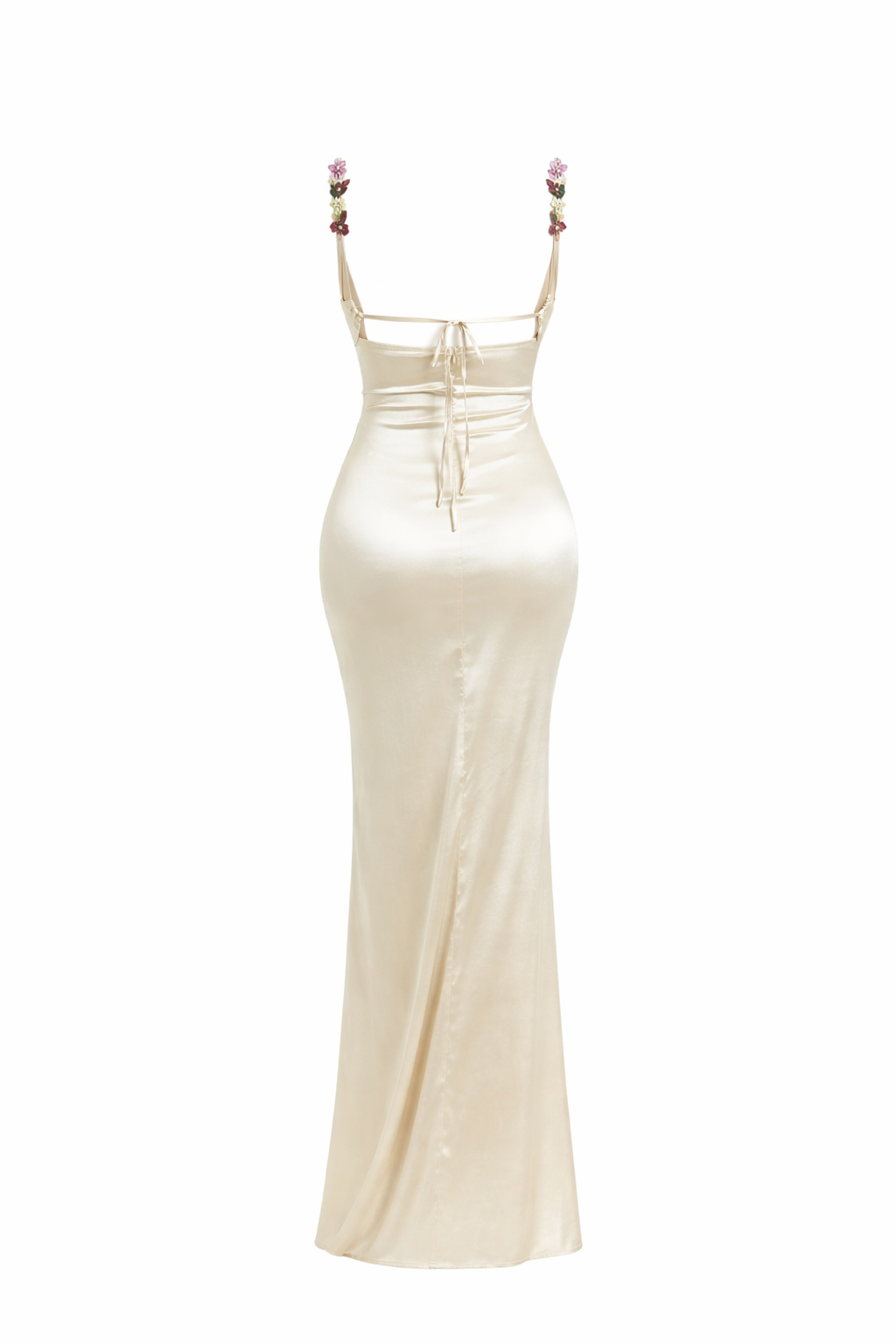 Jesolice Embellished Strap Tie-Back Satin Maxi Dress