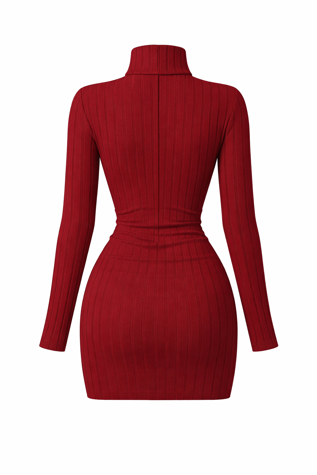 Jesolice Elegant Ribbed Turtleneck Bodycon Mini Dress