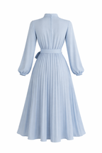 Jesolice Skyline Grace Pleated Belted Midi Dress (Light Blue)