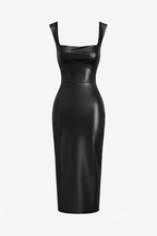 Jesolice Midnight Gloss Faux Leather Midi Dress