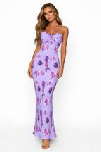 Lilac Bloom Strapless Twist Maxi Dress