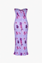 Lilac Bloom Strapless Twist Maxi Dress