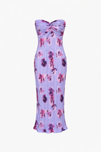 Lilac Bloom Strapless Twist Maxi Dress