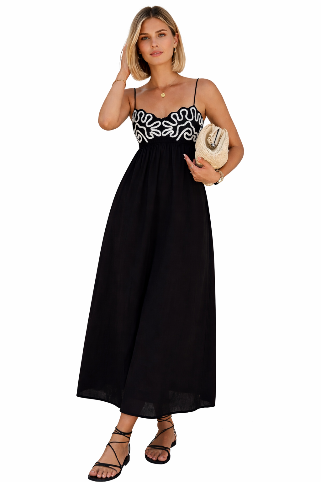 Midnight Muse Embroidered Maxi Dress