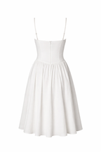 Luna Corset-Bodice White Midi Dress