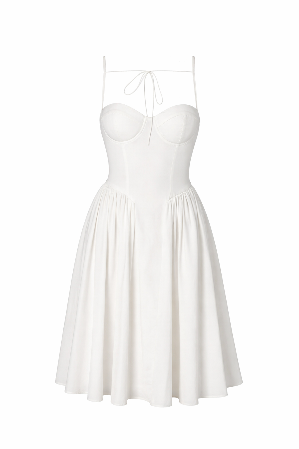 Luna Corset-Bodice White Midi Dress