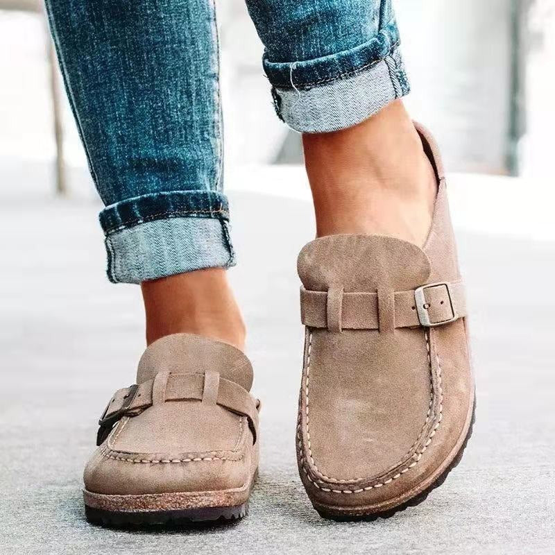 Women's Suede Slip-On Loafers with Buckle in Multiple Colors — Main Image
