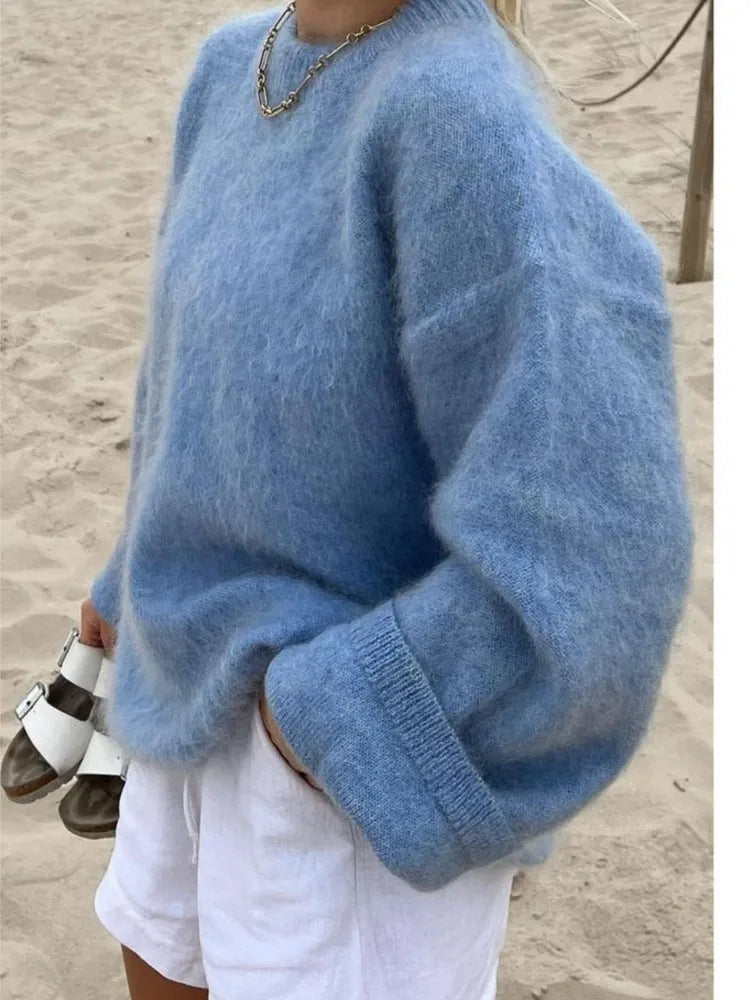 Women's Oversized Knit Sweater Soft Warm Pullover Winter Fashion Cozy Casual — Image 2