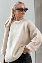 Women's Oversized Knit Sweater Soft Warm Pullover Winter Fashion Cozy Casual — Image 3
