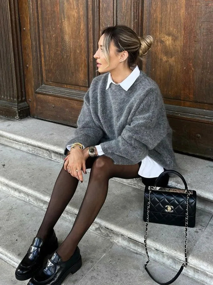 Women's Oversized Knit Sweater Soft Warm Pullover Winter Fashion Cozy Casual — Image 4