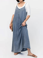 Luna Women's Maxi Dress | Soft Denim, Vintage-Inspired 0