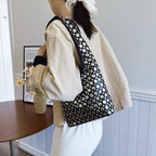 Elegant Studded Shoulder Bag for Women in Black PU Leather with Metallic Studs — Image 3