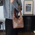 Elegant Studded Shoulder Bag for Women in Black PU Leather with Metallic Studs — Image 16
