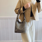 Elegant Studded Shoulder Bag for Women in Black PU Leather with Metallic Studs — Image 5