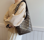 Elegant Studded Shoulder Bag for Women in Black PU Leather with Metallic Studs — Image 2