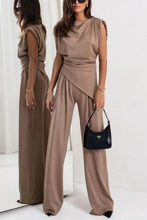 Chic Women's Draped Jumpsuit - Sleeveless, Wide-Leg, Multiple Colors — Image 4