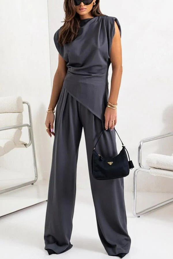 Chic Women's Draped Jumpsuit - Sleeveless, Wide-Leg, Multiple Colors — Image 9