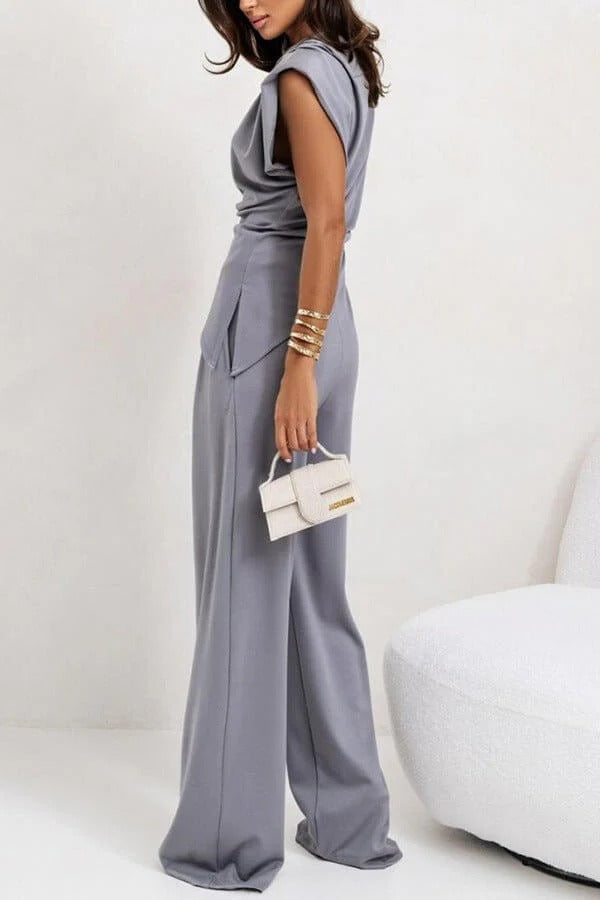 Chic Women's Draped Jumpsuit - Sleeveless, Wide-Leg, Multiple Colors — Image 2