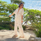 Elegant White Lace Two-Piece Set Women's Summer Beachwear Outfit — Main Image