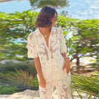Elegant White Lace Two-Piece Set Women's Summer Beachwear Outfit — Image 3
