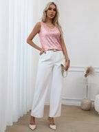 Elegant Sequin Sleeveless V-Neck Top for Women - Gold, Silver, Pink, Black — Image 14