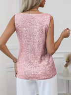 Elegant Sequin Sleeveless V-Neck Top for Women - Gold, Silver, Pink, Black — Image 12