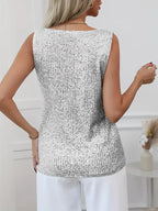 Elegant Sequin Sleeveless V-Neck Top for Women - Gold, Silver, Pink, Black — Image 17