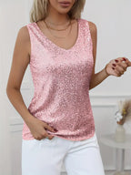 Elegant Sequin Sleeveless V-Neck Top for Women - Gold, Silver, Pink, Black — Image 11
