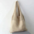 Mesh Knit Tote Bag - Versatile & Eco-Friendly - Beige, Black, Brown, White, Yellow, Green, Gray, Blue — Main Image