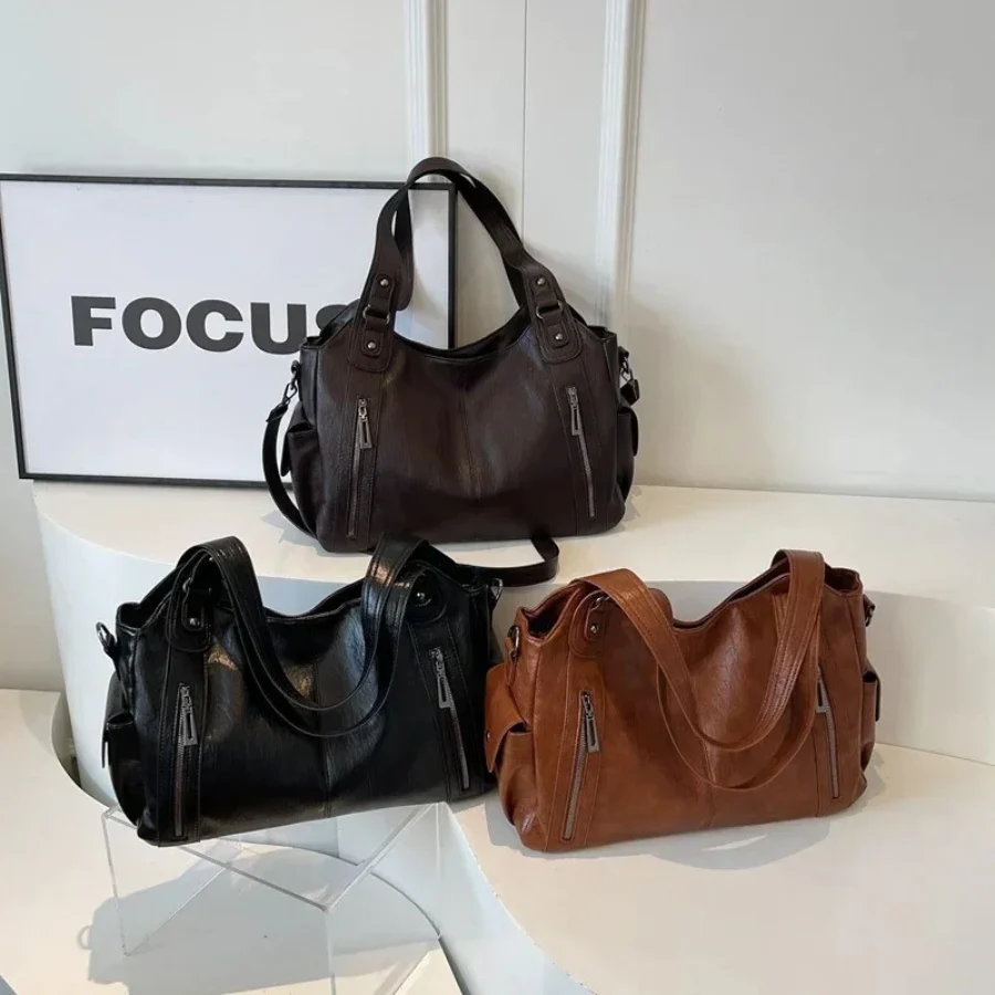 Elegant Leather Tote Bag - Brown, Black, Dark Brown - Spacious & Stylish — Image 14
