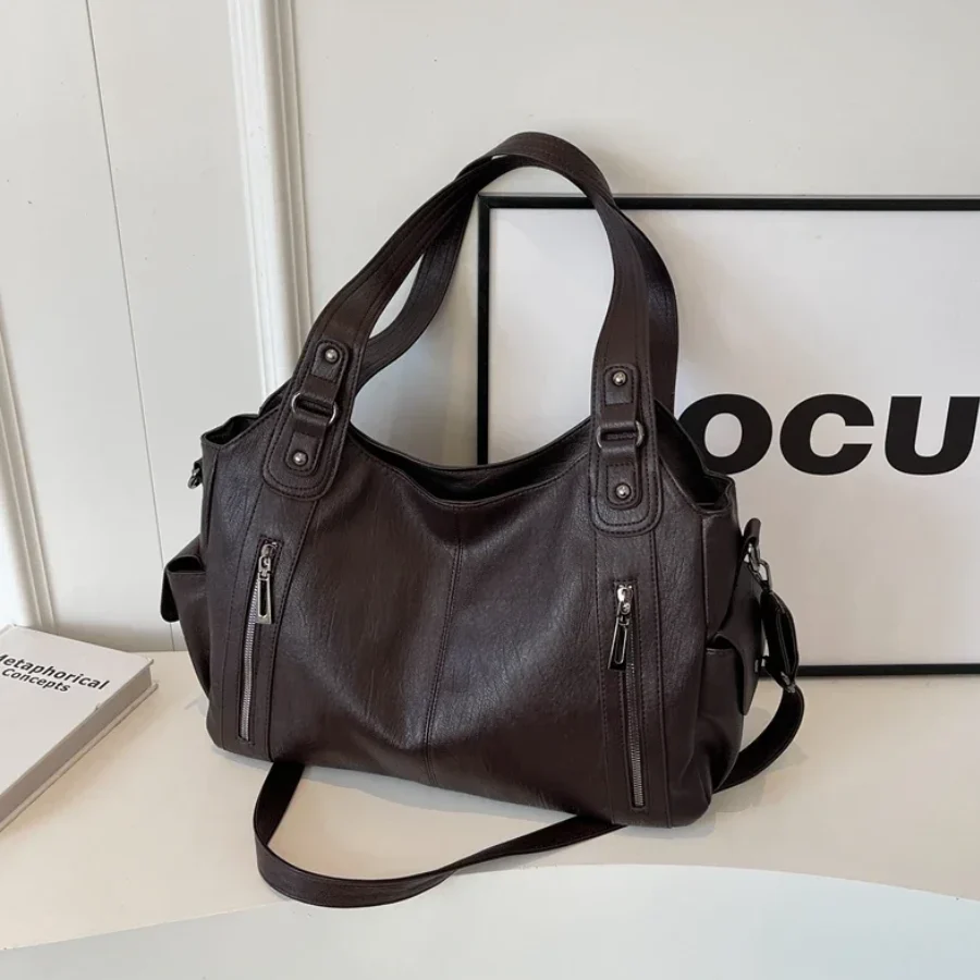 Elegant Leather Tote Bag - Brown, Black, Dark Brown - Spacious & Stylish — Image 12