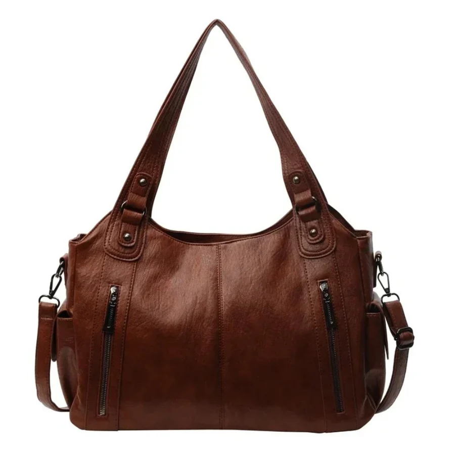 Elegant Leather Tote Bag - Brown, Black, Dark Brown - Spacious & Stylish — Main Image