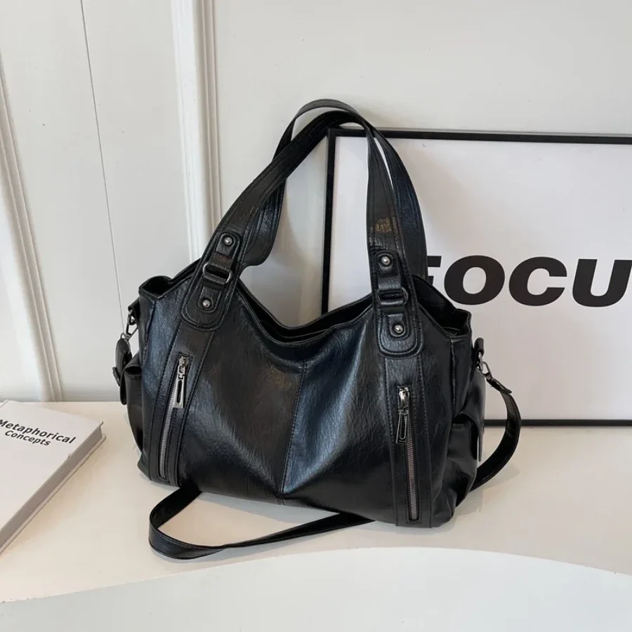 Elegant Leather Tote Bag - Brown, Black, Dark Brown - Spacious & Stylish — Image 5