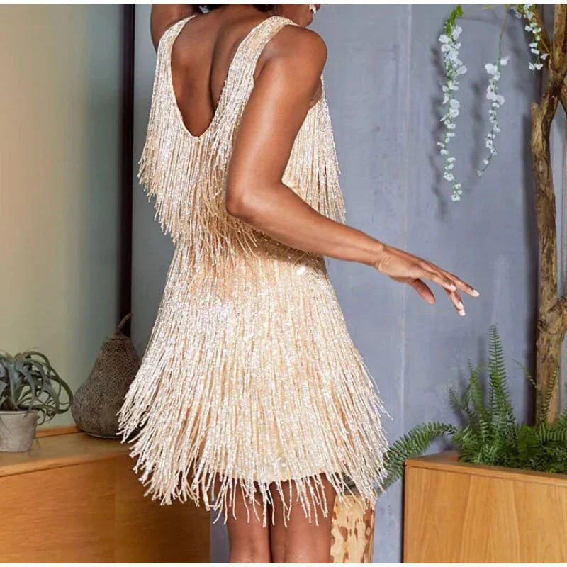 Elegant Fringe Feather Party Dress - Sequin & Feather Mini Dress for Women in Multiple Colors — Image 3
