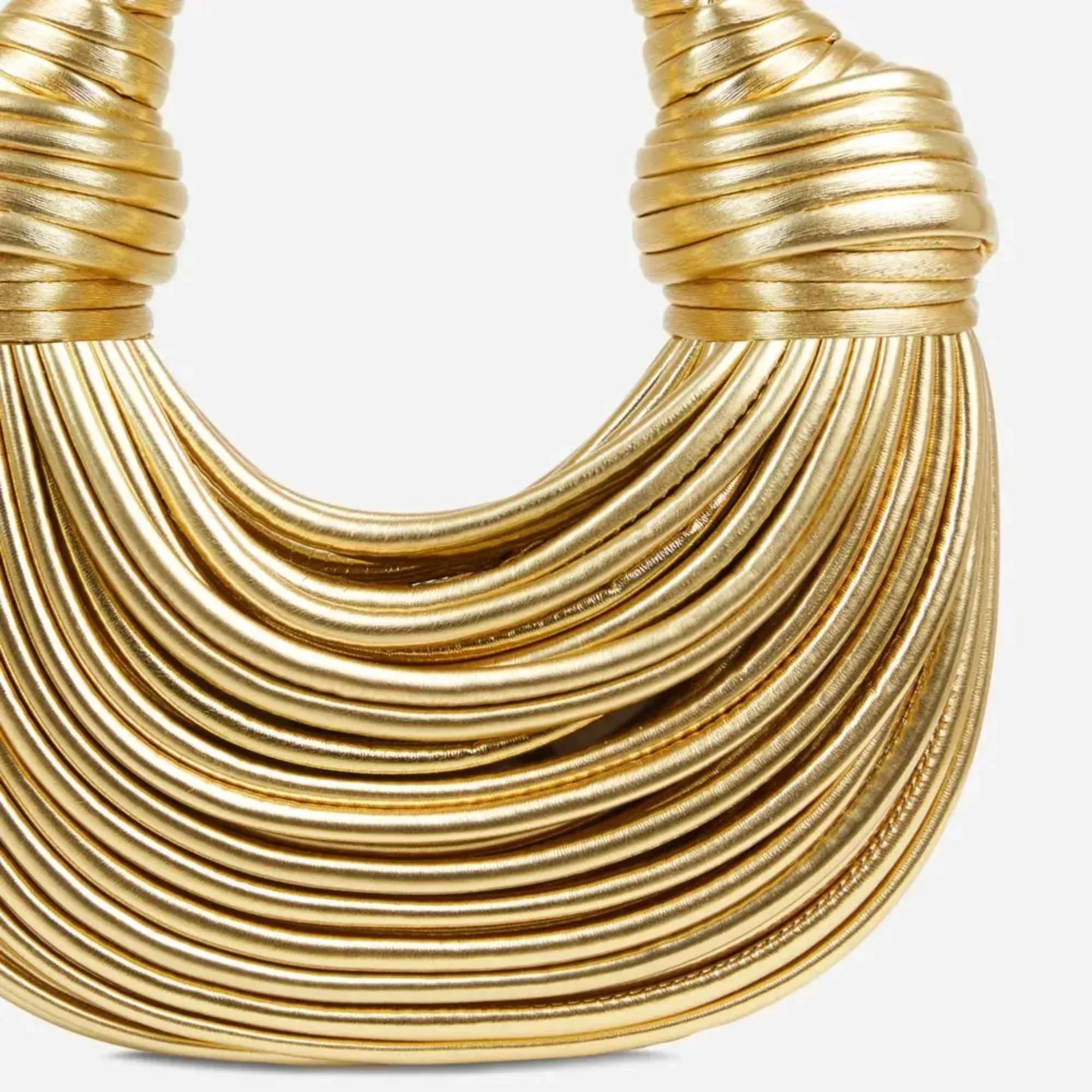 Elegant Metallic Knot Handle Bag - Gold, Silver, Black, Beige - Faux Leather — Image 5