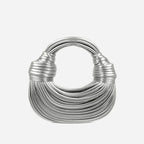 Elegant Metallic Knot Handle Bag - Gold, Silver, Black, Beige - Faux Leather — Image 8
