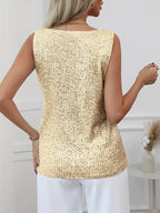 Elegant Sequin Sleeveless V-Neck Top for Women - Gold, Silver, Pink, Black — Image 22