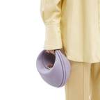 Luxury Leather Hobo Bag with Gold Accents in Black, Beige, Lavender, Taupe, Green, Tan — Image 10