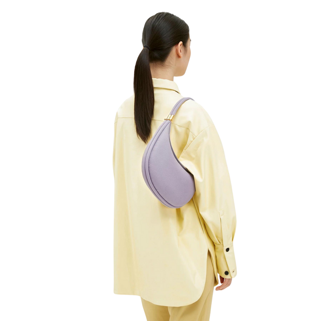 Luxury Leather Hobo Bag with Gold Accents in Black, Beige, Lavender, Taupe, Green, Tan — Image 9
