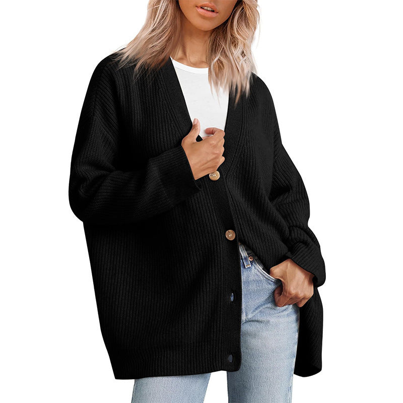 Cozy Oversized Knit Cardigan - Women's Fashionable Warm Sweater in Multiple Colors — Main Image