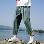 Men's Cotton Linen Relaxed Fit Pants Elastic Waist Casual Trousers Various Colors — Image 7
