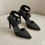 Brand High Heel Sandals Beige Black Mesh Strap Women Stiletto Pointed Toe — Image 8