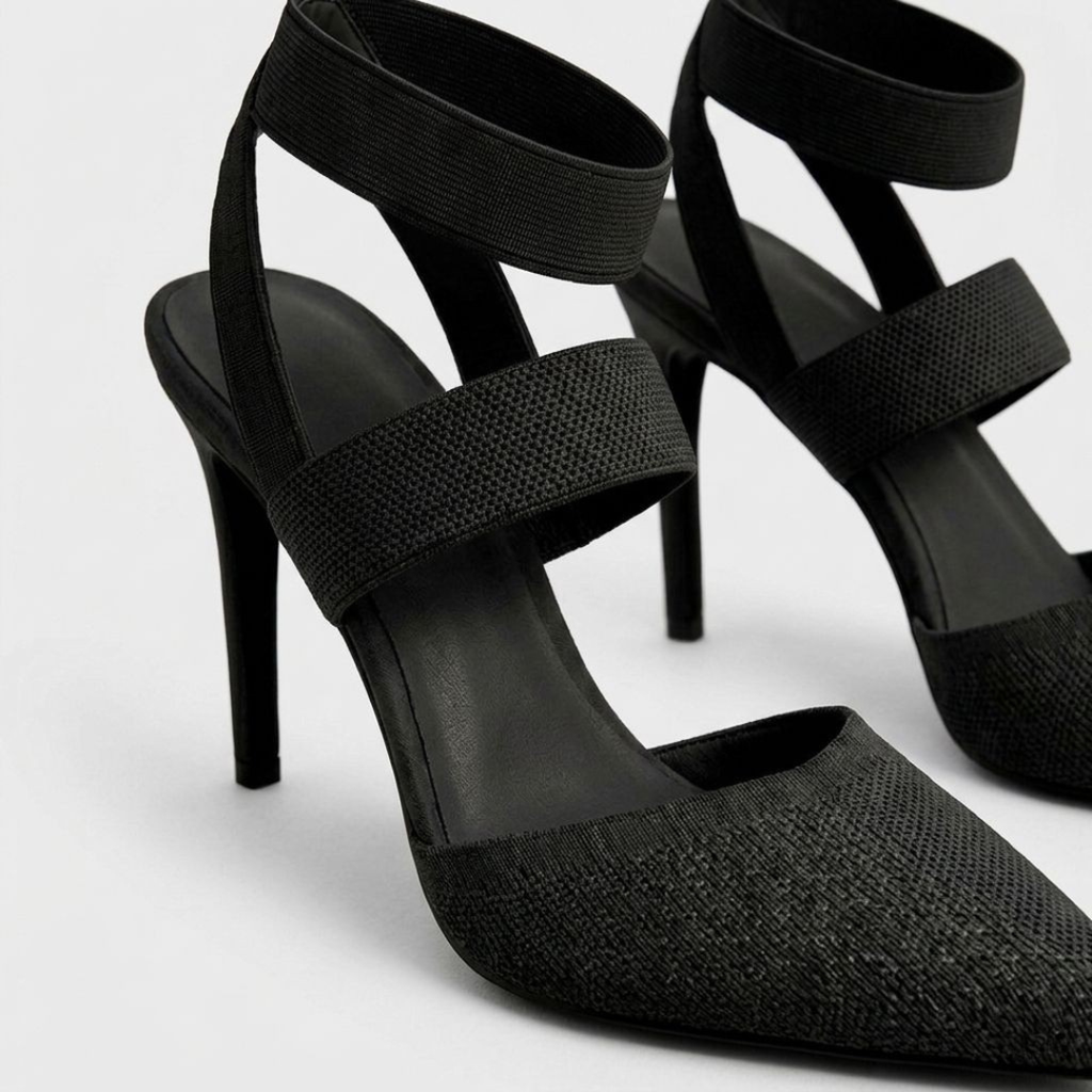 Brand High Heel Sandals Beige Black Mesh Strap Women Stiletto Pointed Toe — Image 6