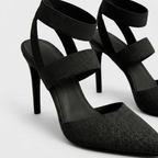 Brand High Heel Sandals Beige Black Mesh Strap Women Stiletto Pointed Toe — Image 6