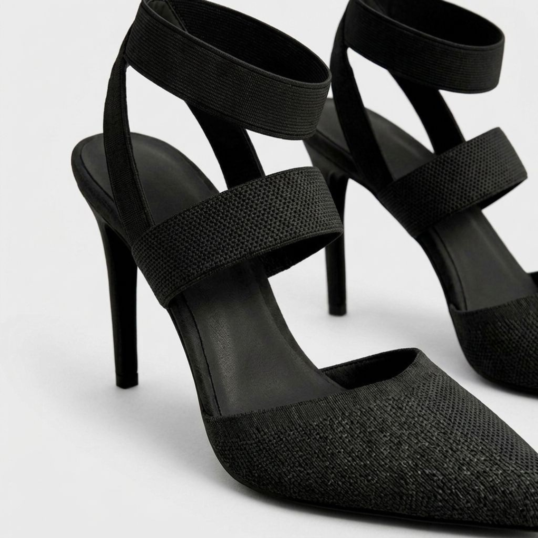 Brand High Heel Sandals Beige Black Mesh Strap Women Stiletto Pointed Toe — Image 6
