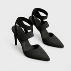 Brand High Heel Sandals Beige Black Mesh Strap Women Stiletto Pointed Toe — Image 9