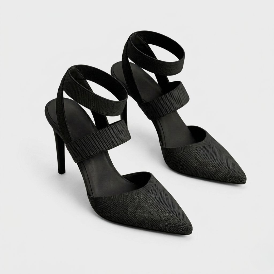 Brand High Heel Sandals Beige Black Mesh Strap Women Stiletto Pointed Toe — Image 9