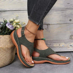 Women's Open Toe Sandals with Adjustable Strap in Black, Blue, Green, Red, Beige — Image 9