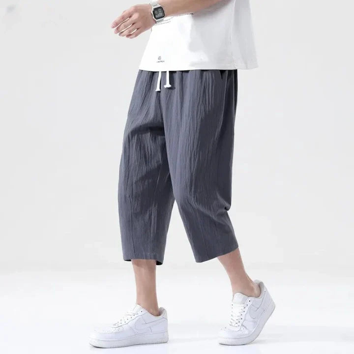 Men's Cotton Linen Relaxed Fit Pants Elastic Waist Casual Trousers Various Colors — Image 12